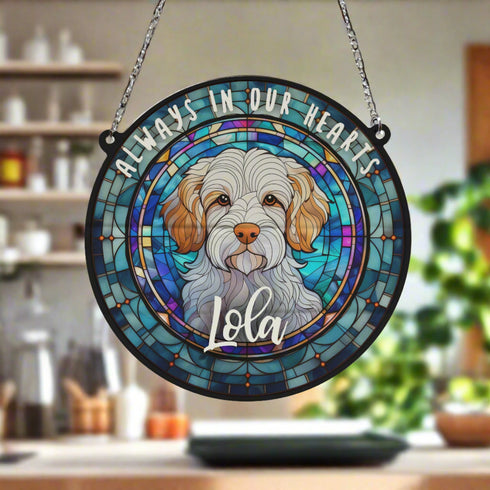 Clumber Spaniel Memorial Stained Glass Effect Suncatcher